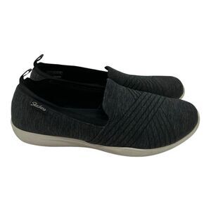 Skechers Newbury Street Easily Shoes Womens 9 Black White Slip On Loafers 100173